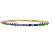 EXTENSIBLE 18K Yellow Gold Rainbow Sapphire Stretch Tennis Bracelet
